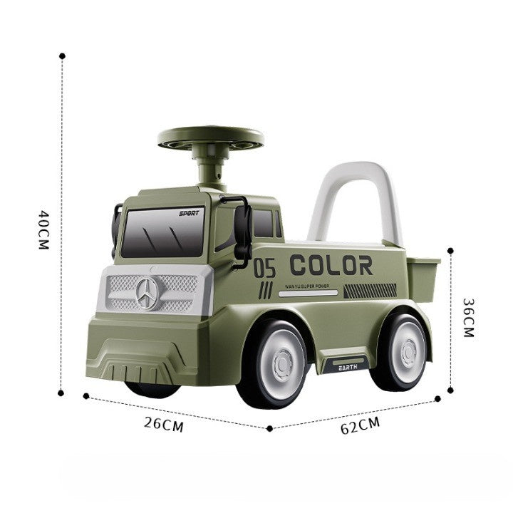 Masinuta pentru copii, 3 ani, Model Camion, Sport, Claxon, Cutie Depozitare, 62x26x40 cm, Verde