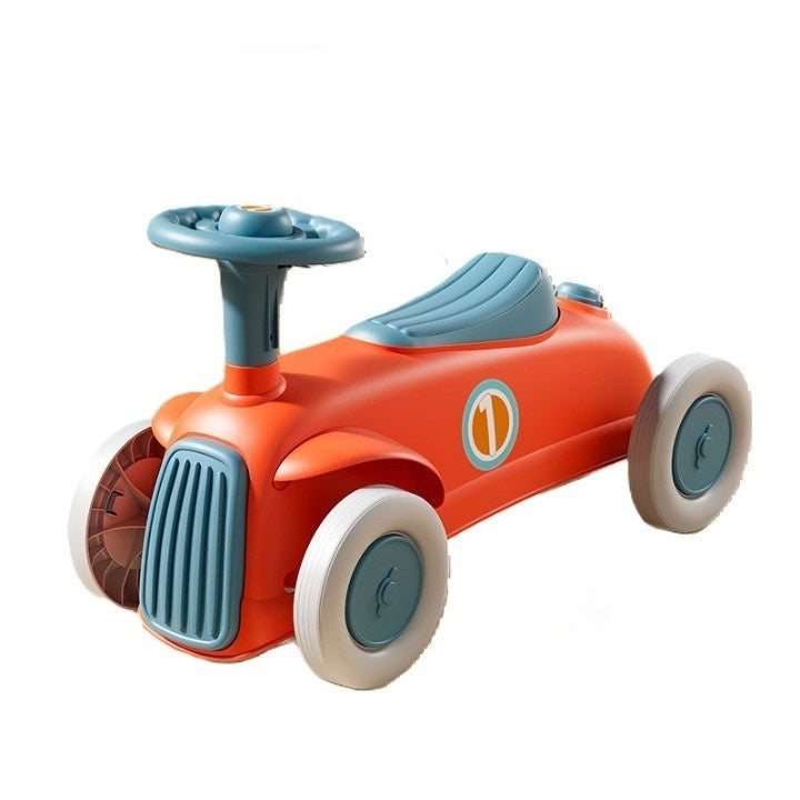 Masinuta Ride-On cu Sistem Anti-Rasturnare, Claxon pe Volan, 1-6 Ani, 60 x 28 x 34 cm, Rosu-Albastru
