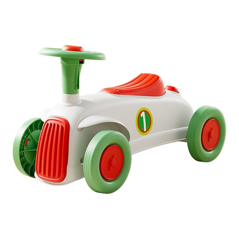 Masinuta Ride-On cu Sistem Anti-Rasturnare, Claxon pe Volan, 1-6 Ani, 60 x 28 x 34 cm, Alb-Verde