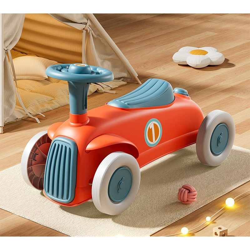 Masinuta Ride-On cu Sistem Anti-Rasturnare, Claxon pe Volan, 1-6 Ani, 60 x 28 x 34 cm, Rosu-Albastru