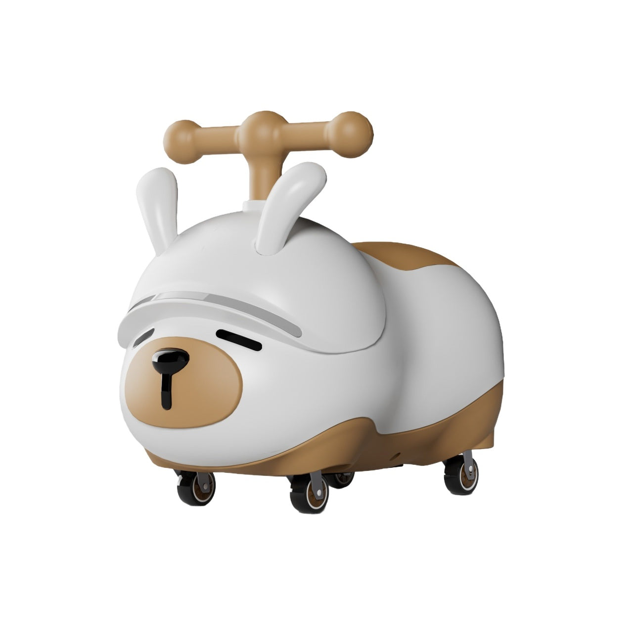 Masinuta Ride-On Sistem Anti-Rasturnare, Sistem de Lumini si Sunet, Bluetooth, 1-3 Ani, Model Catel, 43 x 33 x 26 cm, Alb - Maro