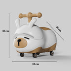 Masinuta Ride-On Sistem Anti-Rasturnare, Sistem de Lumini si Sunet, Bluetooth, 1-3 Ani, Model Catel, 43 x 33 x 26 cm, Alb - Maro