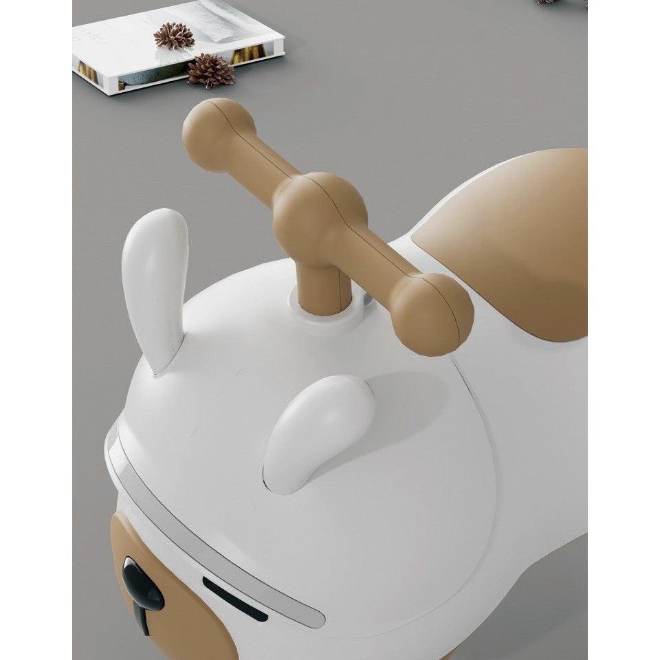Masinuta Ride-On Sistem Anti-Rasturnare, Sistem de Lumini si Sunet, Bluetooth, 1-3 Ani, Model Catel, 43 x 33 x 26 cm, Alb - Maro