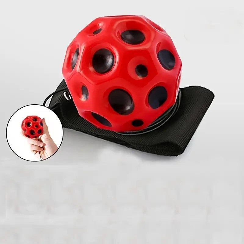 Minge Saltareata Hiperelastica, Space Moon Ball foarte Elastica, Antistress pentru Copii, Diametru 66 mm, Rosu
