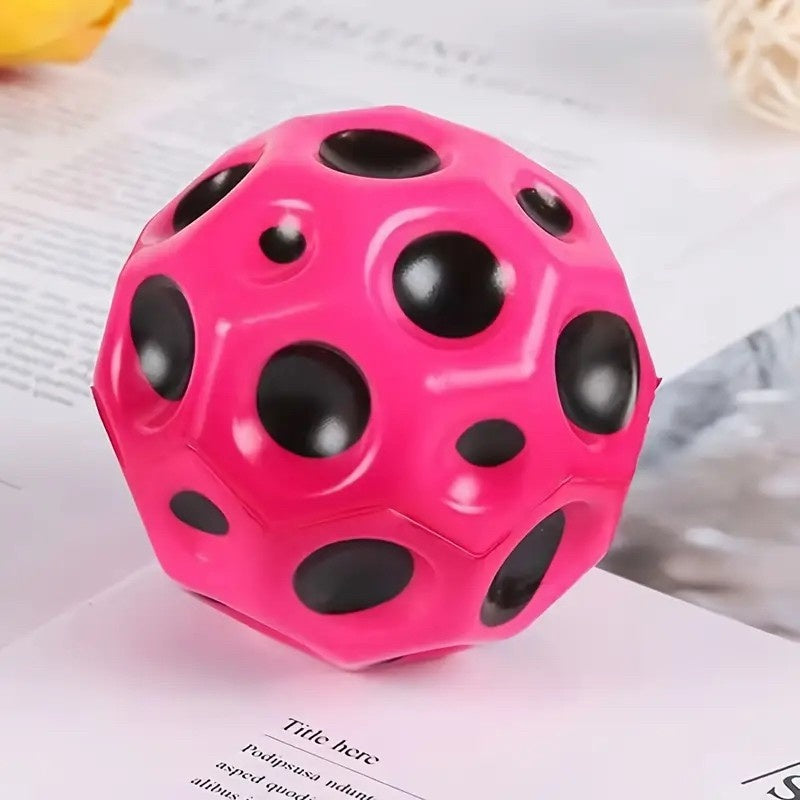 Minge Saltareata Hiperelastica, Space Moon Ball foarte Elastica, Antistress pentru Copii, Diametru 66 mm, Roz