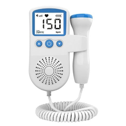 Monitor Fetal Doppler, Monitorizare Sarcina, Ritm Cardiac, Ecran LCD 4.5 cm, 2 x Baterii AA (neincluse), Portabil, din ABS, 12.8 x 9.6 x 3 cm, Utilizare de la 9 Saptamani, Albastru