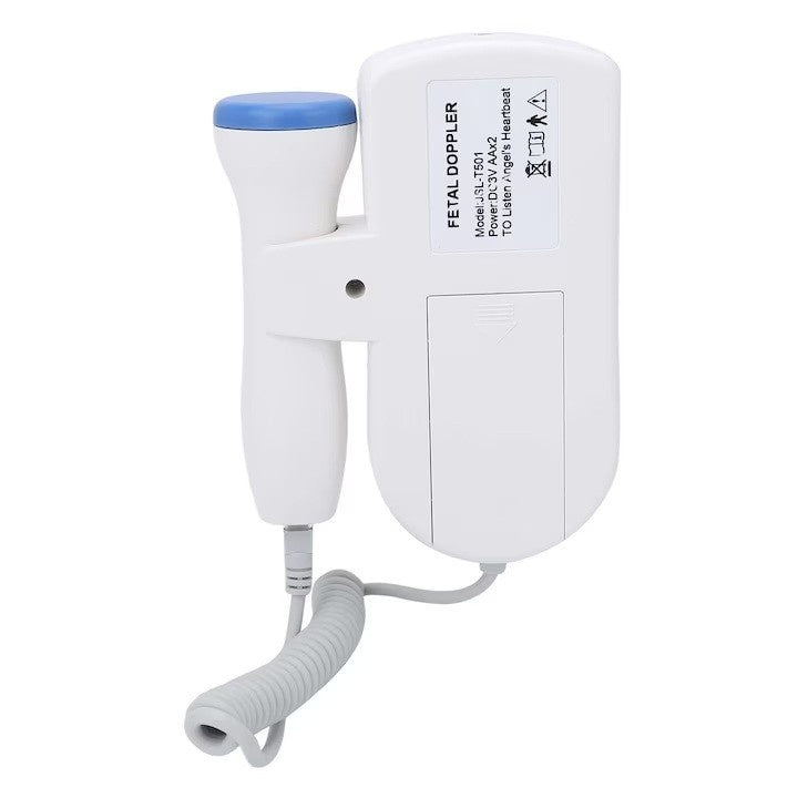 Monitor Fetal Doppler, Monitorizare Sarcina, Ritm Cardiac, Ecran LCD 4.5 cm, 2 x Baterii AA (neincluse), Portabil, din ABS, 12.8 x 9.6 x 3 cm, Utilizare de la 9 Saptamani, Albastru