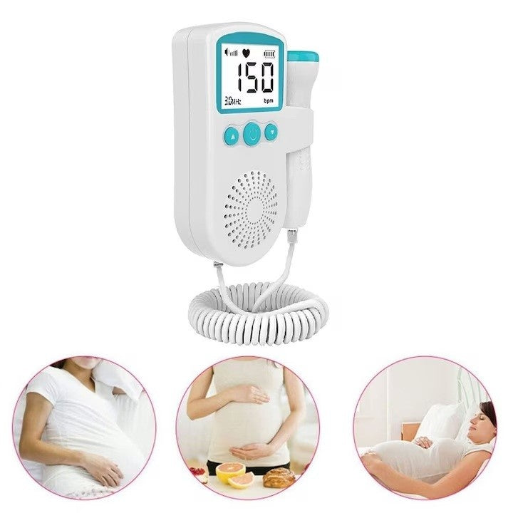 Monitor Fetal Doppler, Monitorizare Sarcina, Ritm Cardiac, Ecran LCD 4.5 cm, 2 x Baterii AA (neincluse), Portabil, din ABS, 12.8 x 9.6 x 3 cm, Utilizare de la 9 Saptamani, Verde