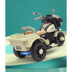 Motocicleta Electrica cu Acumulator, cu Sistem Anti-Rasturnare, Sistem de Lumini si Muzica, Cutie de Depozitare, 1-8 Ani, 93 x 43 x 58 cm, Alb - Bej
