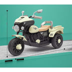 Motocicleta Electrica cu Acumulator, cu Sistem Anti-Rasturnare, Sistem de Lumini si Muzica, Cutie de Depozitare, 1-8 Ani, 93 x 43 x 58 cm, Alb - Bej