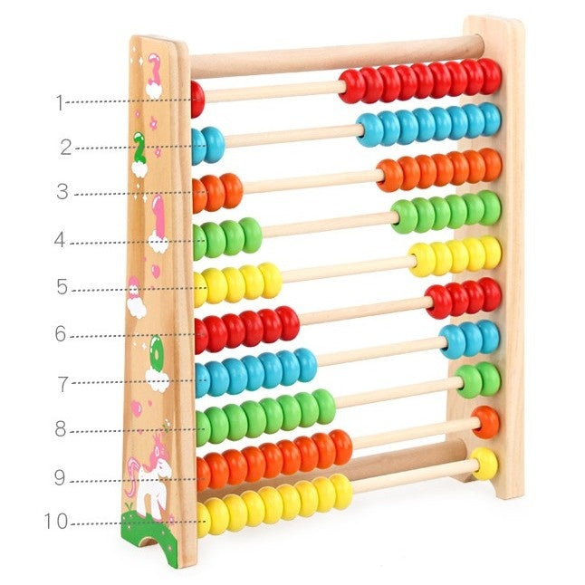Numaratoare din Lemn, Vopsea Ecologica, 10 Siruri x 10 Margele, 4-6 Ani, 24.5 x 20.5 cm, Multicolor