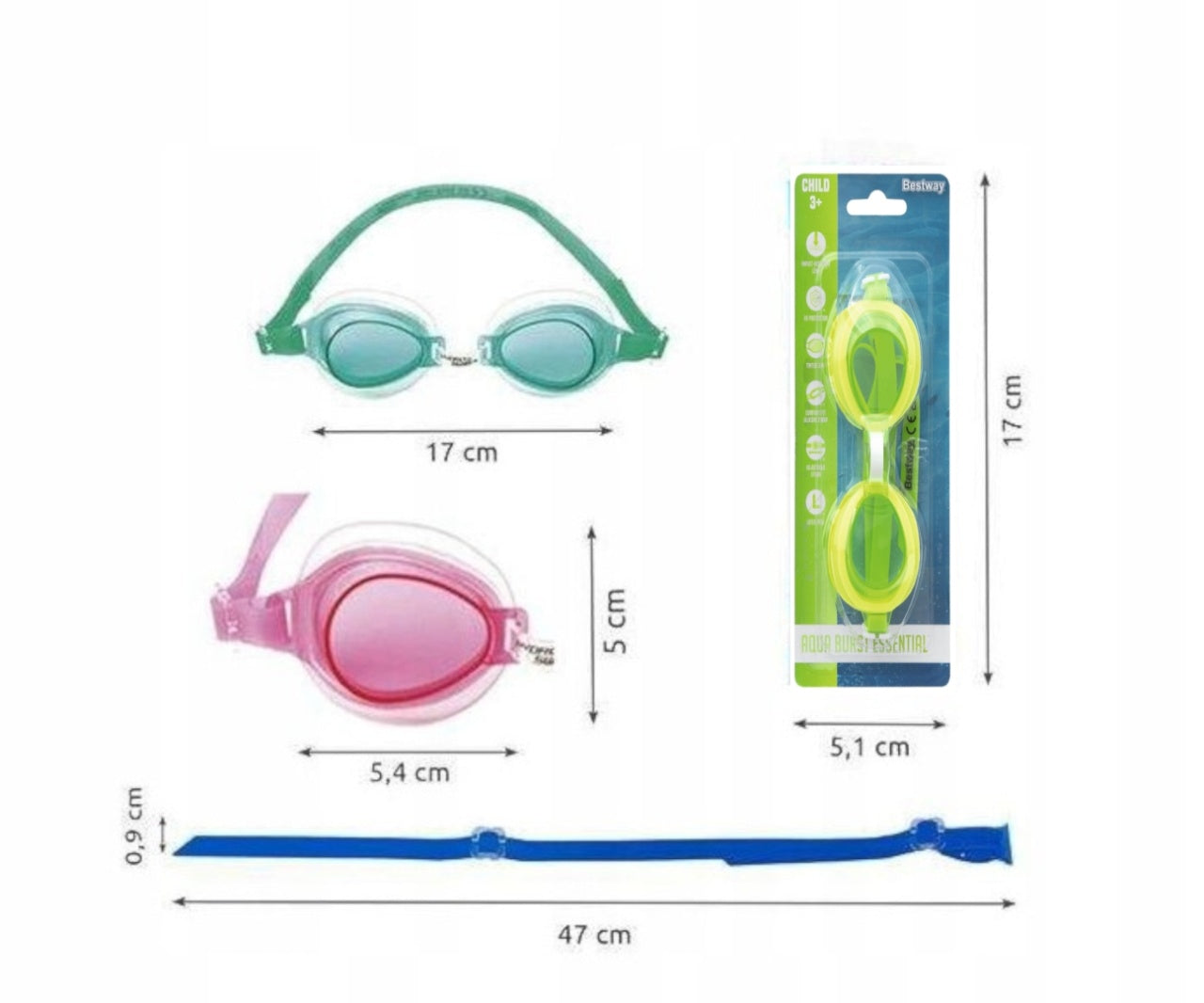 Ochelari de inot, BESTWAY 21002 Aqua Burst, culoare verde deschis