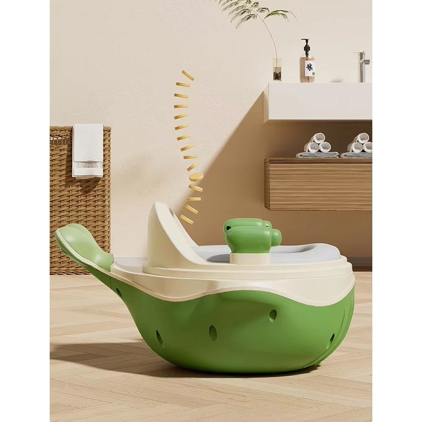 Olita 2in1, Model Balena, cu Reductor WC, din Plastic, cu Muzica si Lumini, 36 x 41 x 20 cm, Verde