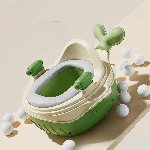 Olita 2in1, Model Balena, cu Reductor WC, din Plastic, cu Muzica si Lumini, 36 x 41 x 20 cm, Verde