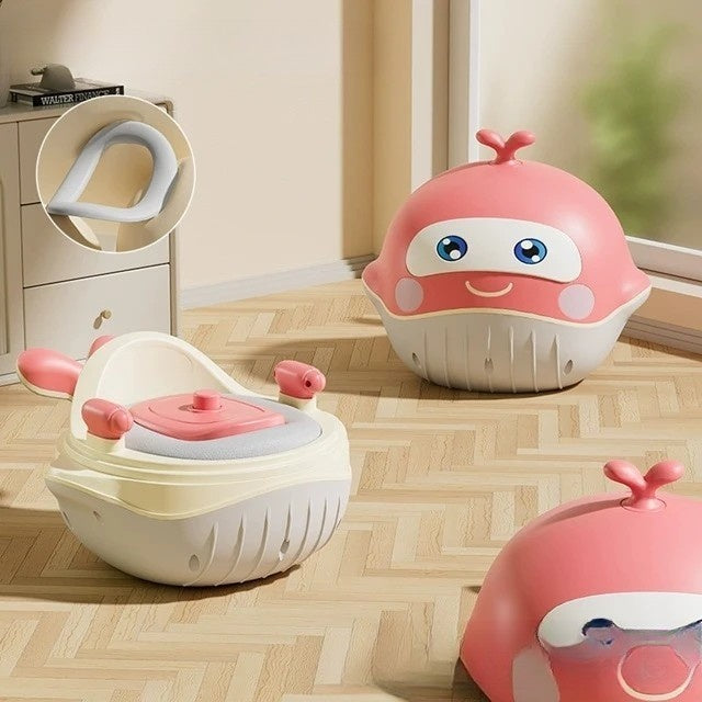 Olita 2in1, Model Balena, cu Reductor WC, din Plastic, cu Muzica si Lumini, 36 x 41 x 20 cm, Roz