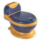 Olita Bebelusi, pentru Copii 1 - 8 Ani, Model Toaleta Adulti, Colac Moale PVC, Compartiment Detasabil, Cutie Depozitare Hartie, 34 x 32 x 19 cm, Albastru/Portocaliu