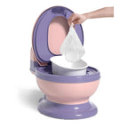 Olita Bebelusi, pentru Copii 1 - 8 Ani, Model Toaleta Adulti, Colac Moale PVC, Compartiment Detasabil, Cutie Depozitare Hartie, 34 x 32 x 19 cm, Roz/Mov