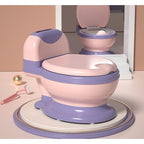 Olita Bebelusi, pentru Copii 1 - 8 Ani, Model Toaleta Adulti, Colac Moale PVC, Compartiment Detasabil, Cutie Depozitare Hartie, 34 x 32 x 19 cm, Roz/Mov