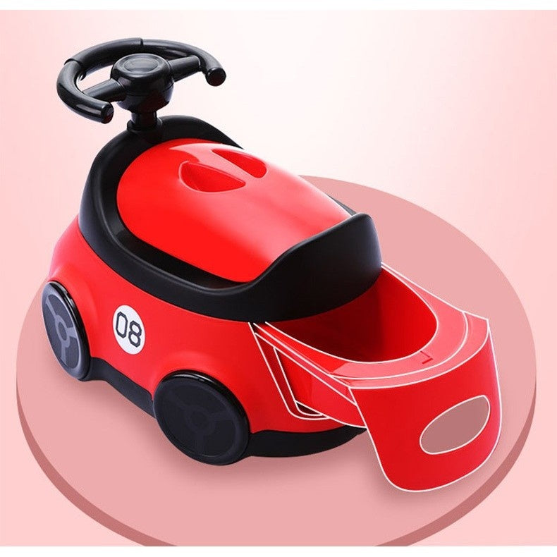 Olita pentru Copii, +1an, Portabila, Design Masinuta cu Capac, Model Prietenos, Non-Toxic, Compartiment Detasabil, Usor de Curatat, Rosu