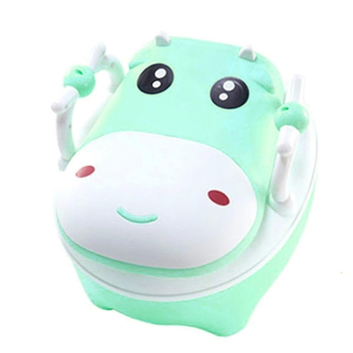 Olita pentru Copii, +1an, Portabila, Design Vacuta cu Capac, cu Manere, Compartiment Detasabil, Perie Inclusa, Verde