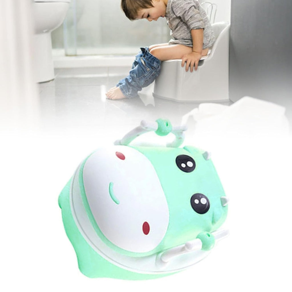 Olita pentru Copii, +1an, Portabila, Design Vacuta cu Capac, cu Manere, Compartiment Detasabil, Perie Inclusa, Verde