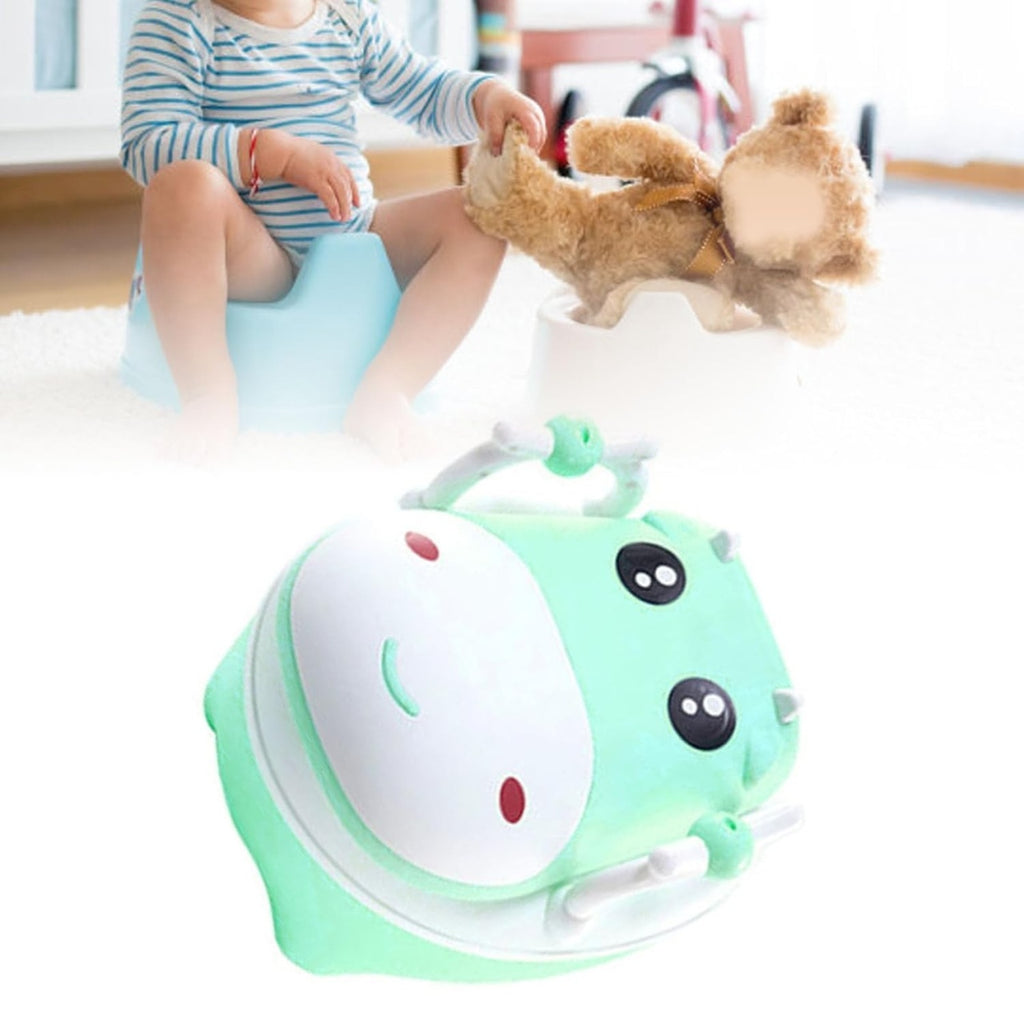 Olita pentru Copii, +1an, Portabila, Design Vacuta cu Capac, cu Manere, Compartiment Detasabil, Perie Inclusa, Verde