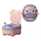 Olita pentru Copii, +1an, Portabila, Model Vacuta, cu Capac, Compartiment Detasabil, cu Manere, cu 4 Picioare, Roz