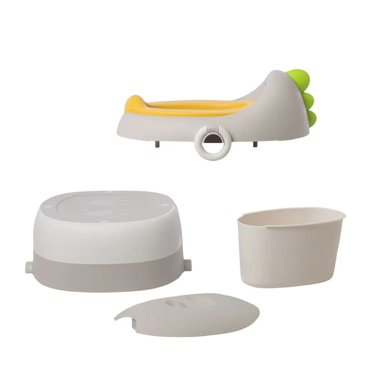 Olita pentru Copii, 3 in 1, Detasabila, Inaltator, Reductor WC, cu Capac, 100 de Saci de Unica Folosinta, Gri
