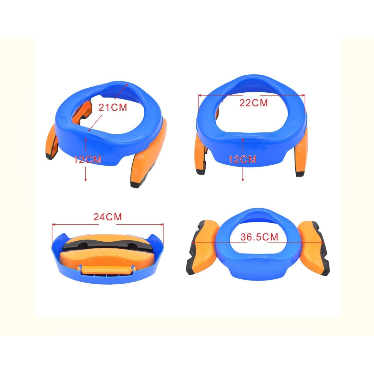 Olita Portabila 2 in 1, Olita + Capac de Toaleta, din Plastic, Diametru 21 cm, Albastru
