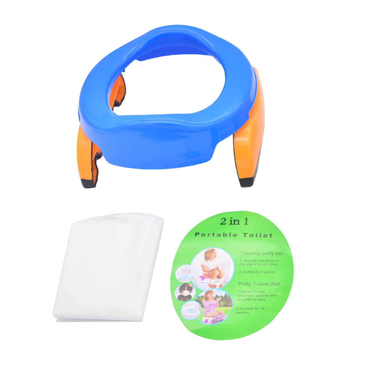 Olita Portabila 2 in 1, Olita + Capac de Toaleta, din Plastic, Diametru 21 cm, Albastru