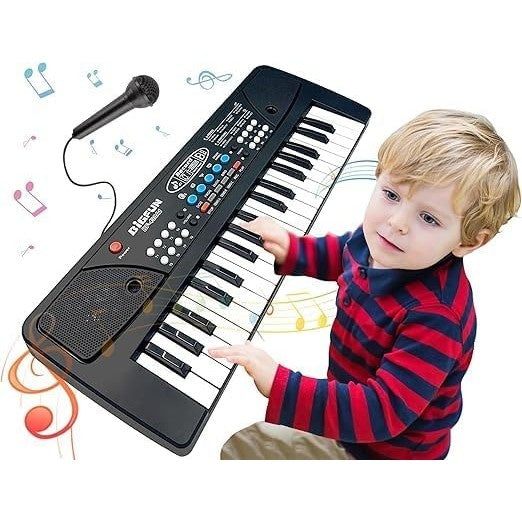 Orga Electronica cu Microfon, 37 Chei, din Plastic, Efecte Muzicale, Inregistrare Sunet, 43 x 16 x 5.4 cm, Negru