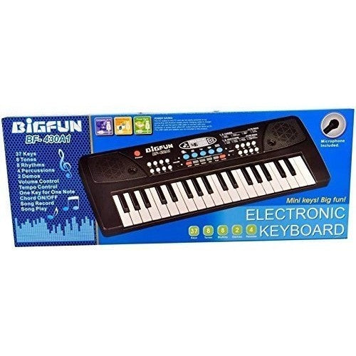 Orga Electronica cu Microfon, 37 Chei, din Plastic, Efecte Muzicale, Inregistrare Sunet, 43 x 16 x 5.4 cm, Negru