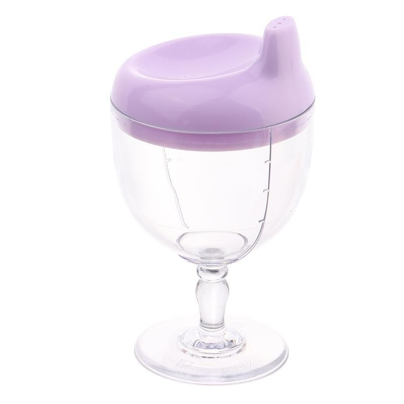 Pahar din Plastic Transparent cu Picior, pentru Copii, 14 x 7.7 cm, cu Cioc Antiscurgere, + 3 Ani, Fara Maner, Mov
