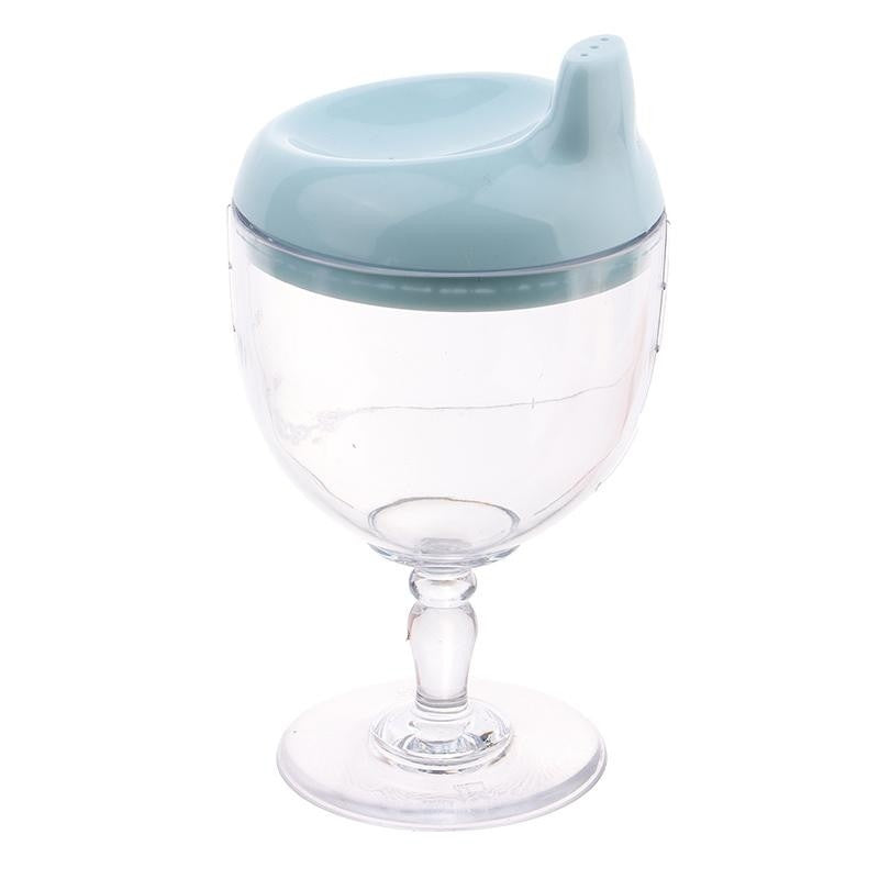 Pahar din Plastic Transparent cu Picior, pentru Copii, 14 x 7.7 cm, cu Cioc Antiscurgere, + 3 Ani, Fara Maner, Albastru
