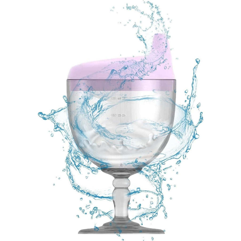 Pahar din Plastic Transparent cu Picior, pentru Copii, 14 x 7.7 cm, cu Cioc Antiscurgere, + 3 Ani, Fara Maner, Mov