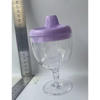 Pahar din Plastic Transparent cu Picior, pentru Copii, 14 x 7.7 cm, cu Cioc Antiscurgere, + 3 Ani, Fara Maner, Mov
