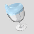 Pahar din Plastic Transparent cu Picior, pentru Copii, 14 x 7.7 cm, cu Cioc Antiscurgere, + 3 Ani, Fara Maner, Albastru