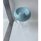 Pahar din Plastic Transparent cu Picior, pentru Copii, 14 x 7.7 cm, cu Cioc Antiscurgere, + 3 Ani, Fara Maner, Albastru