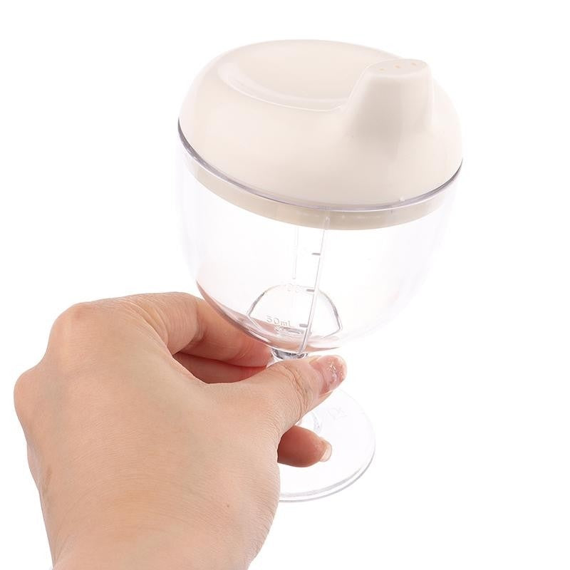 Pahar din Plastic Transparent cu Picior, pentru Copii, 14 x 7.7 cm, cu Cioc Antiscurgere, + 3 Ani, Fara Maner, Alb