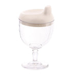 Pahar din Plastic Transparent cu Picior, pentru Copii, 14 x 7.7 cm, cu Cioc Antiscurgere, + 3 Ani, Fara Maner, Alb