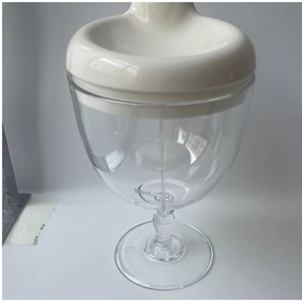 Pahar din Plastic Transparent cu Picior, pentru Copii, 14 x 7.7 cm, cu Cioc Antiscurgere, + 3 Ani, Fara Maner, Alb