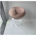 Pahar din Plastic Transparent cu Picior, pentru Copii, 14 x 7.7 cm, cu Cioc Antiscurgere, + 3 Ani, Fara Maner, Roz