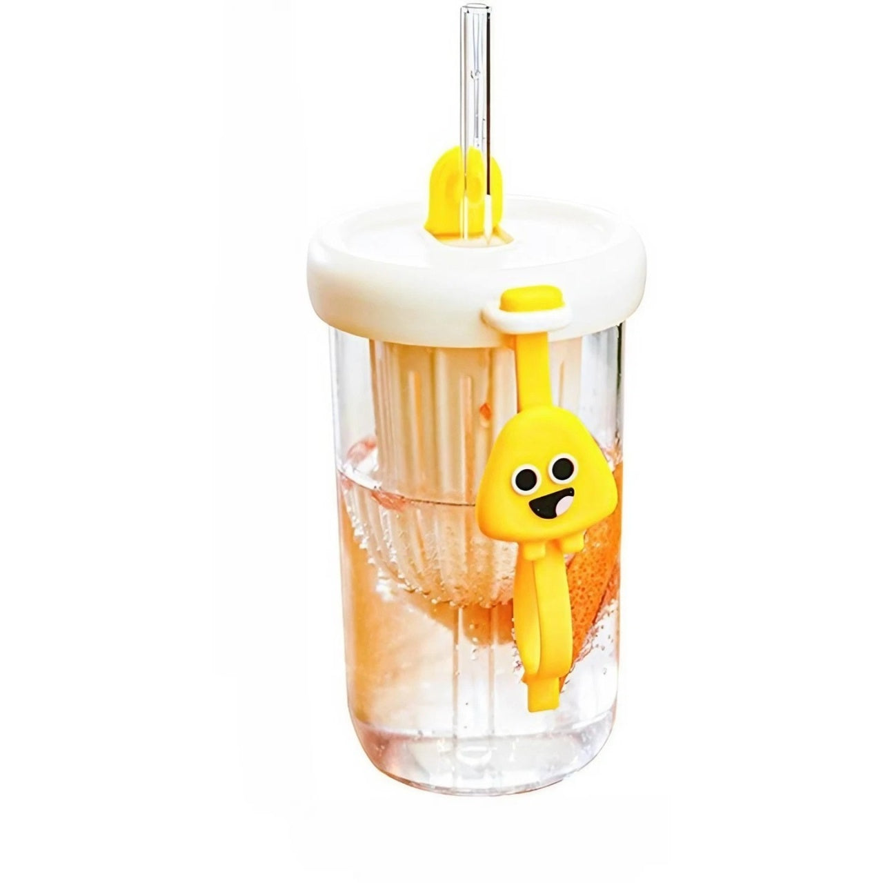 Pahar din silicon, cu capac si pai, pentru copii, anti-cadere, 500ml, Alb