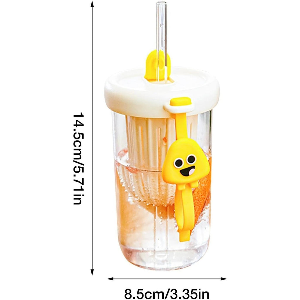 Pahar din silicon, cu capac si pai, pentru copii, anti-cadere, 500ml, Alb