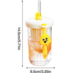Pahar din silicon, cu capac si pai, pentru copii, anti-cadere, 500ml, Alb