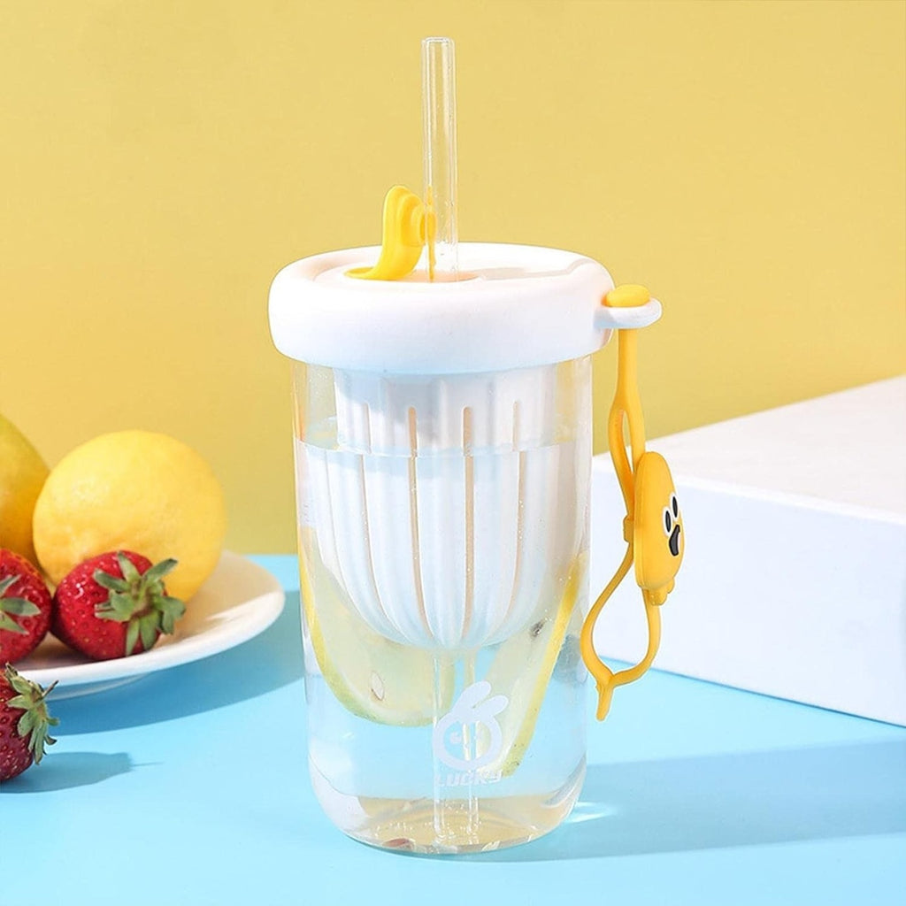 Pahar din silicon, cu capac si pai, pentru copii, anti-cadere, 500ml, Alb