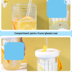 Pahar din silicon, cu capac si pai, pentru copii, anti-cadere, 500ml, Alb