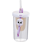Pahar din silicon, cu capac si pai, pentru copii, anti-cadere, 500ml, Mov