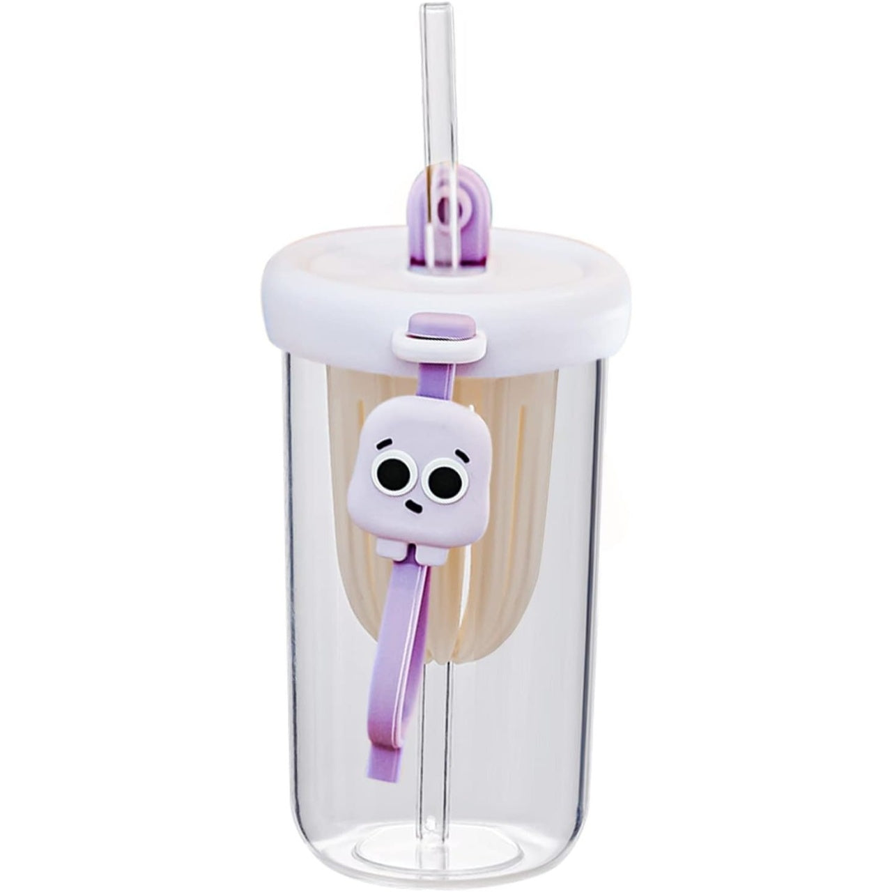 Pahar din silicon, cu capac si pai, pentru copii, anti-cadere, 500ml, Mov