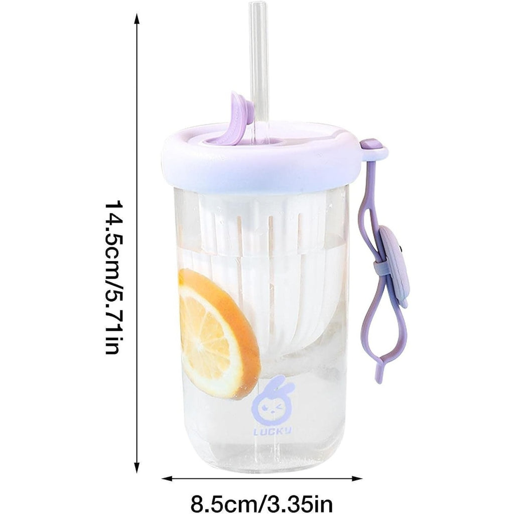 Pahar din silicon, cu capac si pai, pentru copii, anti-cadere, 500ml, Mov